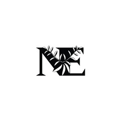Minimalist Alphabet Letters Initial Monogram Leaf EN  NE Logo