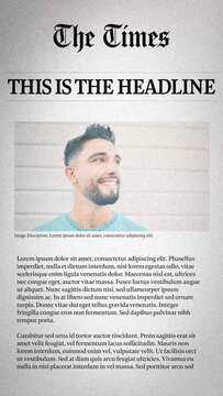 Vertical Newspaper Headline with Text and Media