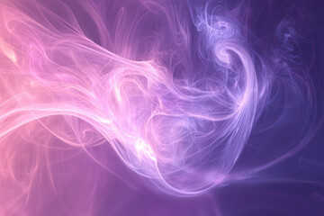 Fototapeta premium A delicate abstract composition of swirling smoke in shades of purple and pink, with a soft, glowing light emanating from the center.