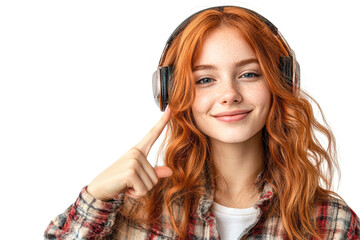 Young woman enjoying music with headphones on