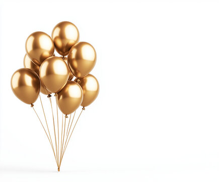Gl&auml;nzende goldene Ballons auf sanftem Hintergrund f&uuml;r festliche Anl&auml;sse.

