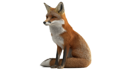 Sitting red fox in a natural pose and setting