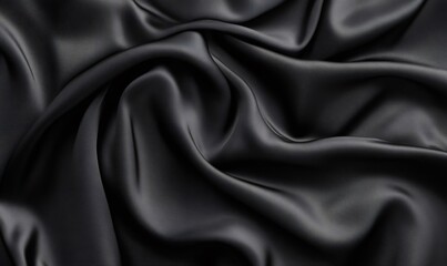 Smooth black silk cloth forming an elegant background for luxurious designs