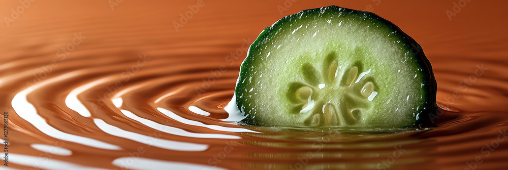 Poster Discover the Refreshing Allure of Cucumber in a Tranquil Setting Emphasizing Hydration and Beauty