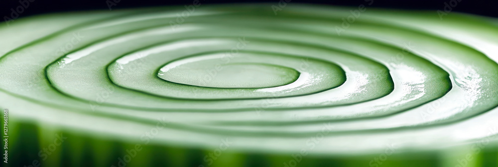 Poster Circular Cucumber Slice Creates a Soothing Ripple Effect Symbolizing Hydration and Beauty