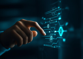 Digitale Interaktion mit futuristischem Touchscreen

