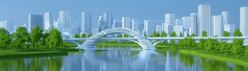 Fototapeta premium Future City Landscape at a Glance with Urban Trends and Modern Architecture