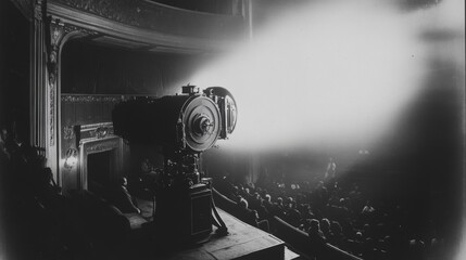Vintage Movie Projector in Theater