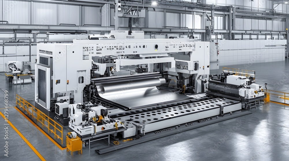 Aufkleber a detailed and 3d render of a powerful hydraulic metal press in action compressing and shaping a met