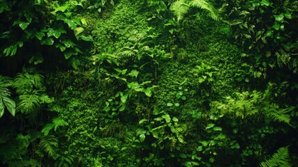 Fototapeta premium A lush vertical moss garden creating a natural green wall, bringing eco-friendly design and fresh ambiance to modern interiors