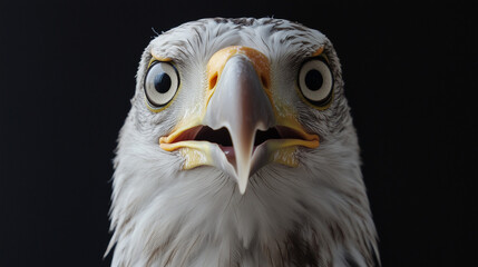 Obraz premium Majestic Bald Eagle Close-Up: Intense Forward Gaze Captured Against a Dramatic Black Background, Showcasing Strength, Pride, and the Regal Beauty of This Iconic Bird of Prey