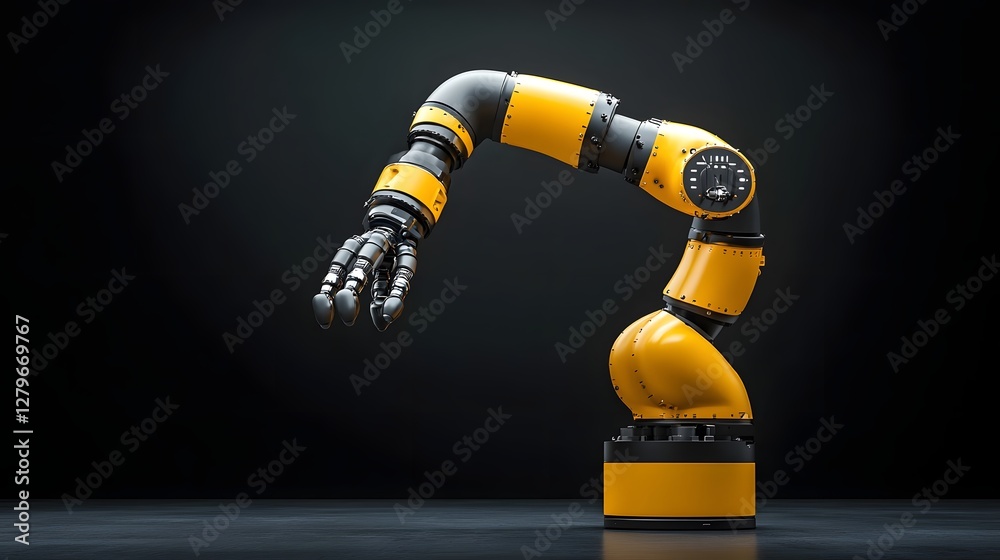 Poster a photo showcasing a robotic arm with pneumatic actuators a crucial component in automated manufactu