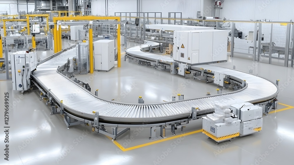 Aufkleber automated production line featuring smooth running pneumatic conveyor belts efficiently transporting
