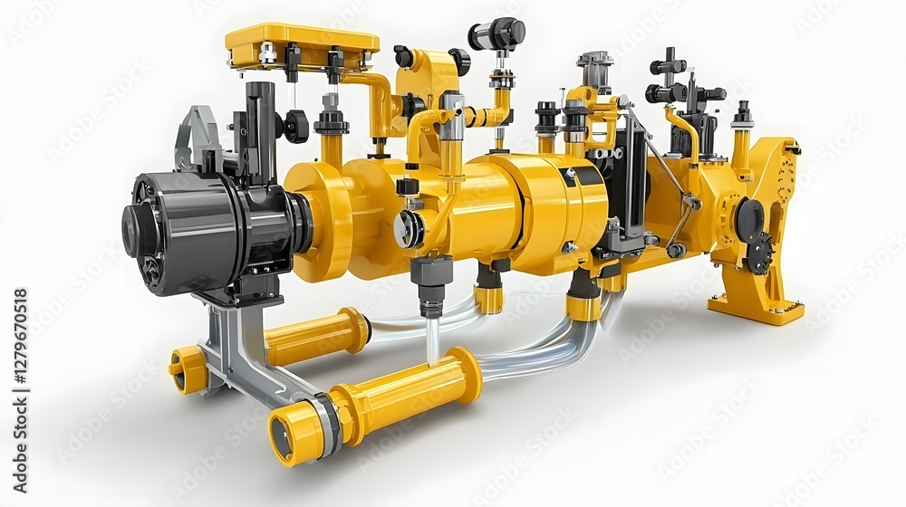 Leinwandbilder Cross Section View of Hydraulic System in Heavy Machinery Showing Detailed Fluid Flow and Pistons Mechanism  Industrial Engineering and Technical Design Concept for Power