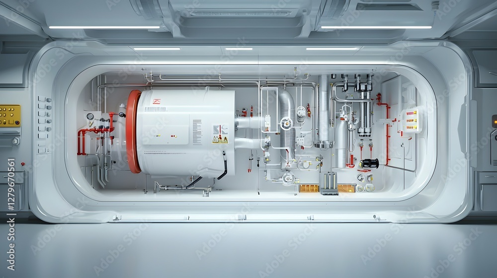 Aufkleber Cross section view showcasing the intricate design and inner workings of an industrial pneumatic system highlighting the air flow valves