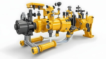Cross Section View of Hydraulic System in Heavy Machinery Showing Detailed Fluid Flow and Pistons Mechanism  Industrial Engineering and Technical Design Concept for Power