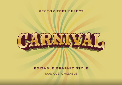 Yellow Brown Vintage Bold Circus Carnival Text Effect Template