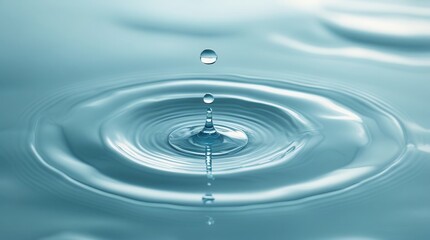 A single water droplet falls onto a still surface, creating mesmerizing ripples that radiate outward in perfect symmetry. A timeless capture of fluid motion