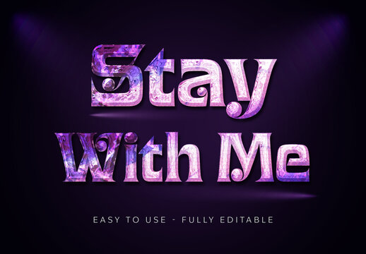 Purple Mosaic Glossy Bold Decorative 3D Text Effect Template