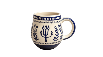 Decorative ceramic mug with floral designs