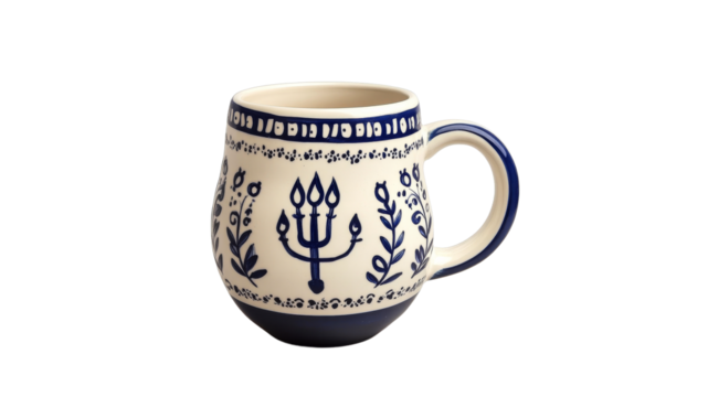 Decorative ceramic mug with floral designs