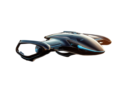 Futuristic spacecraft design in sleek black style