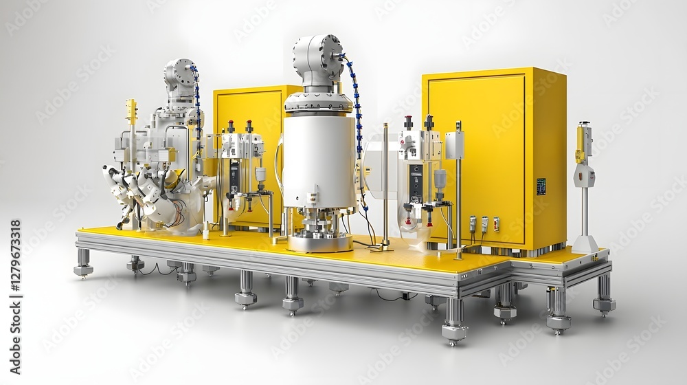 Aufkleber photo showcasing a robotic arm equipped with pneumatic actuators designed for use in automated manufacturing lines within industrial production facilities