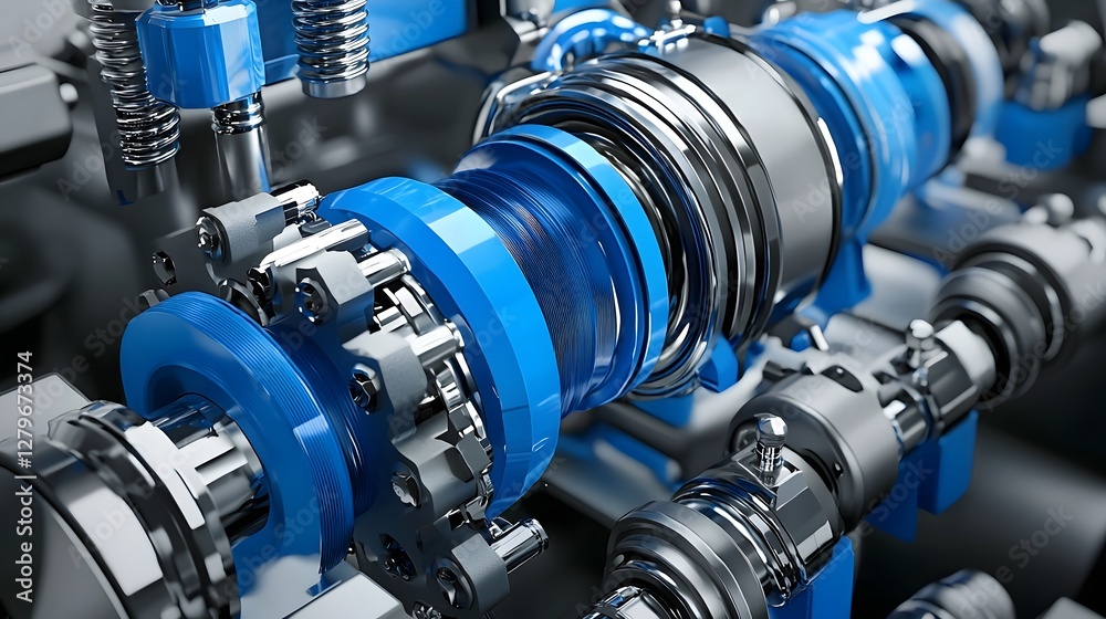 Aufkleber photo showcasing the intricate fluid coupling system within a hydraulic torque converter highlightin
