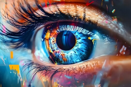 An artificial eye in a modern setting. Exploring artificial intelligence.