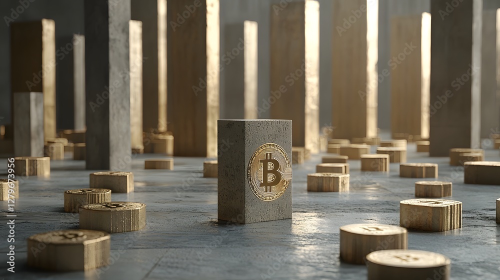 Poster 3d animated infographic depicting the growth and fluctuation of bitcoin s market value over time in 
