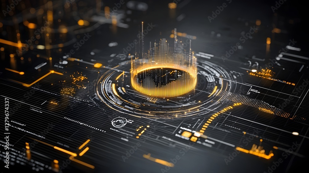 Aufkleber 3D rendering of an animated infographic depicting the rising market value and growth trajectory of Bitcoin and digital gold  The dynamic visual showcases the financial data statistics