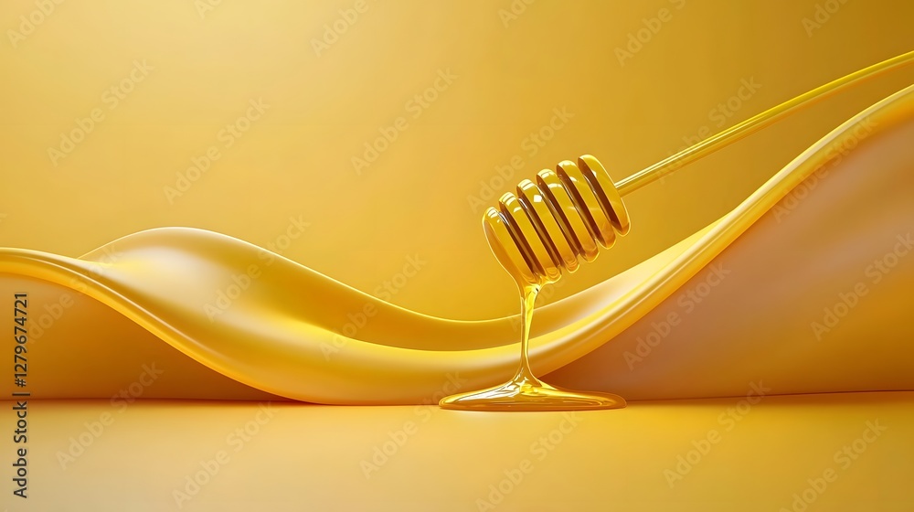 Aufkleber a captivating golden honey river flowing smoothly with glossy and opulent texture an ultra close up 
