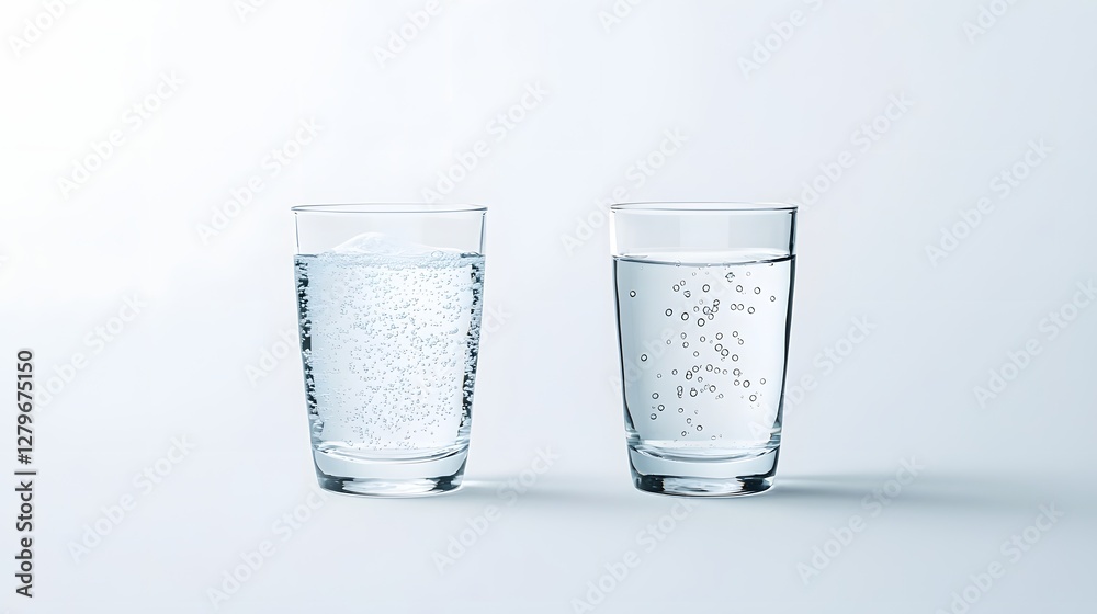 Poster a close up view comparing the clarity and purity of filtered and unfiltered water samples under a mi