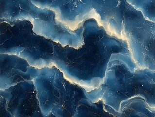 Obraz premium Sophisticated Blue and Gold Marble-Inspired Digital Painting Picture