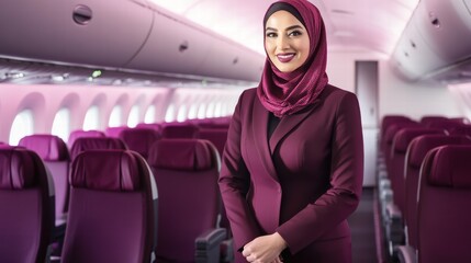 A Qatar Airways attendant embodies warmth and sophistication
