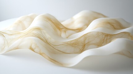 Abstract wavy form, light beige, flowing lines, studio shot, design element