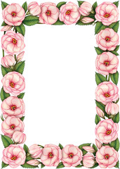 Watercolor hand drawn delicate flowers golden ratio frame
