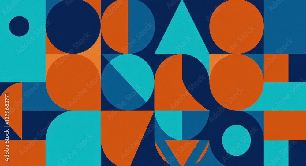 Poster geometric harmony: a captivating array of colorful geometric shapes intertwines to create a mesmeriz
