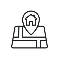 Home location thin line icons. Editable stroke and Perfect pixel on transparent background