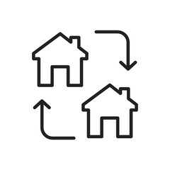 Swap home thin line icons. Editable stroke and Perfect pixel on transparent background