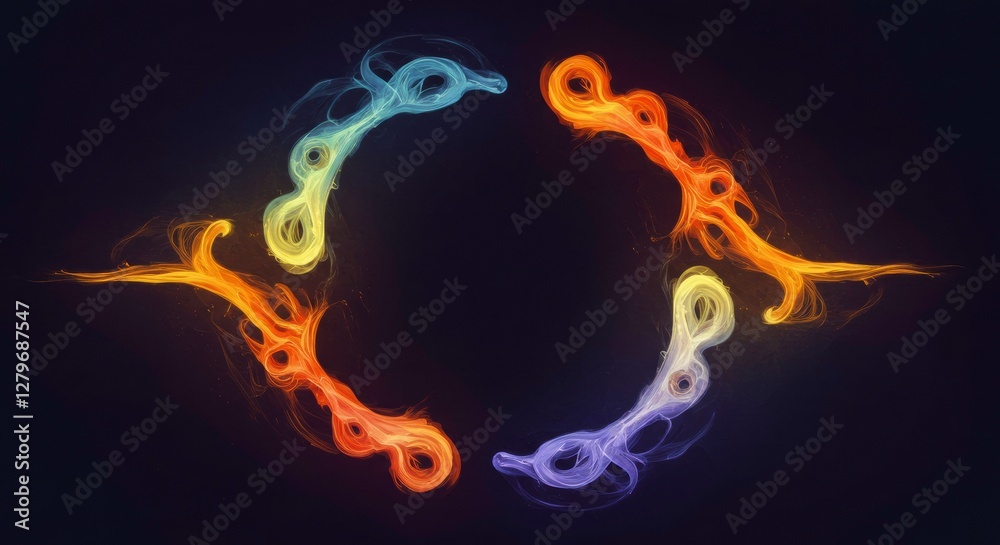 Poster abstract circular design: a captivating abstract design features a circular arrangement of colorful,