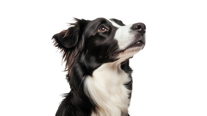 Border collie looking up with attentive expression