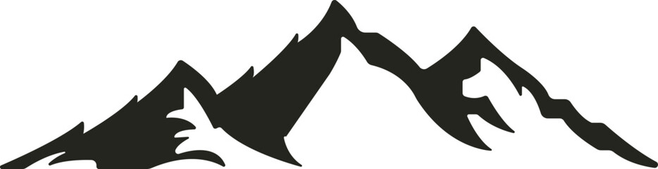 A clean, minimalist vector design of a towering mountain peak with sharp lines and smooth curves, set against a clear blue sky, evoking a sense of adventure and serenity.
