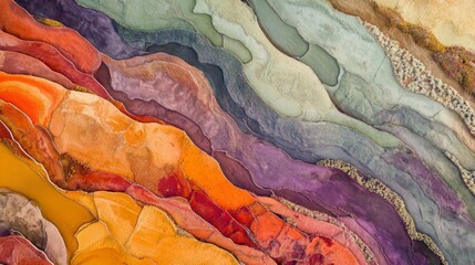 Aerial view of colorful salt flats, vibrant landscape, possible use for nature photography, travel brochure