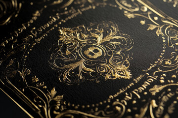 A luxurious black and gold New Year invitation card, featuring elegant typography and shimmering foil textures.