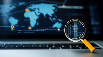 Analyzing global data trends digital workspace infographic tech environment close-up view data visualization insights