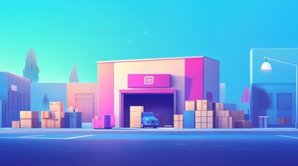 Obraz premium Stock distribution flat design front view delivery theme animation vivid.