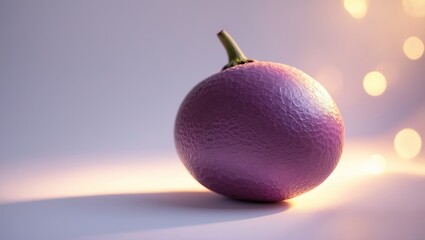 Unique purple object illuminated by soft light with glimmering background at a creative studio