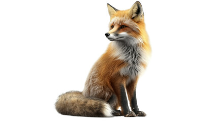 Fototapeta premium Red fox sitting gracefully against white backdrop