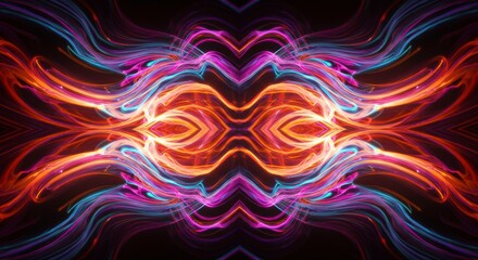 Obraz premium Neon Abstract: A mesmerizing neon abstract art piece showcases an intricate dance of vibrant colors and fluid shapes, igniting the imagination.